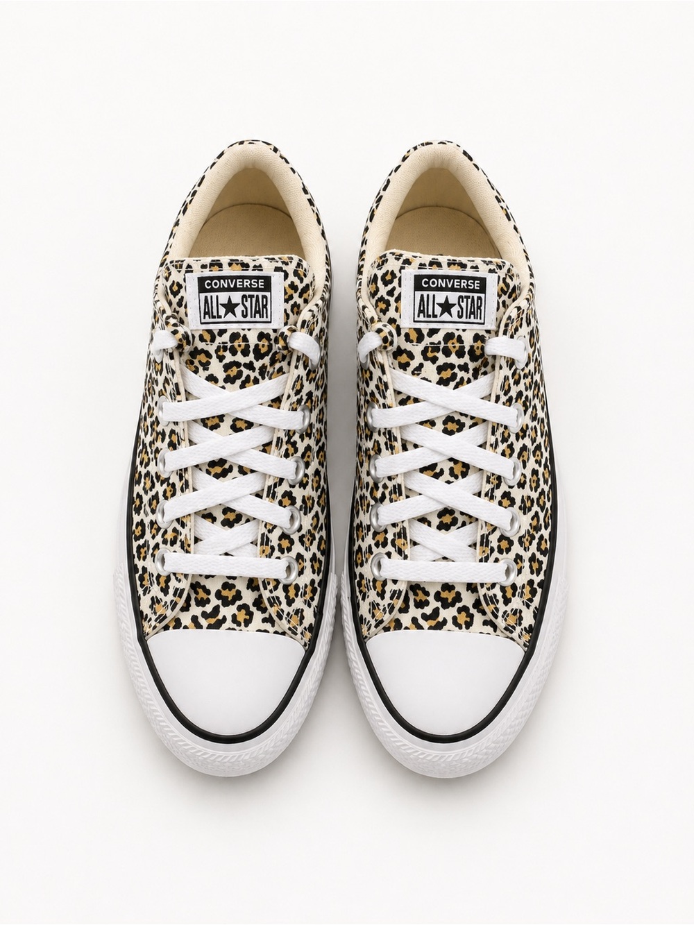 Converse All Star Women’s Leopard Print Low Top Sneakers - White/Tan